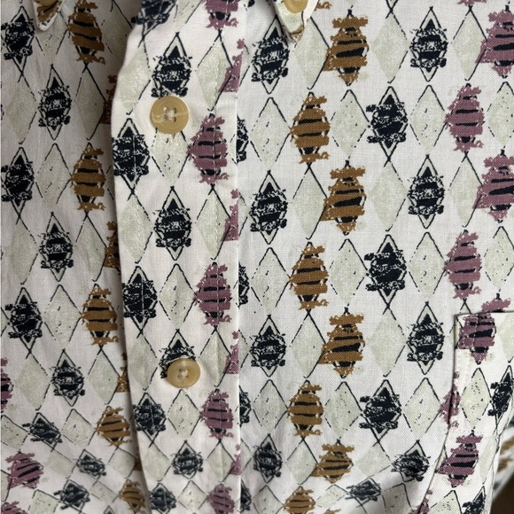 Munsingwear Golf ClassicShirt Short Sleeve GeometricPrint ButtonDownWhite Size L - Picture 4 of 9